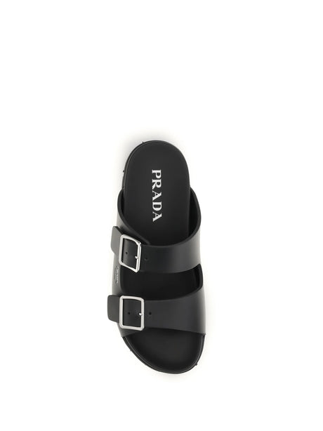 Prada Leather Sandals - Black