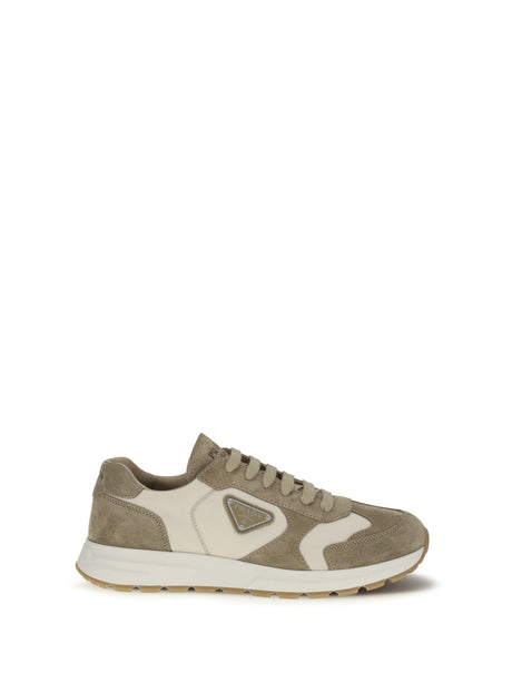 Prada Prax Sneakers in suede and Re-Nylon - Deserto+Avorio