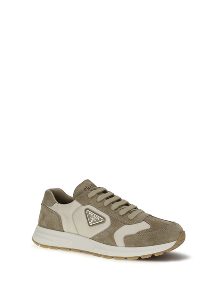 Prada Prax Sneakers in suede and Re-Nylon - Deserto+Avorio