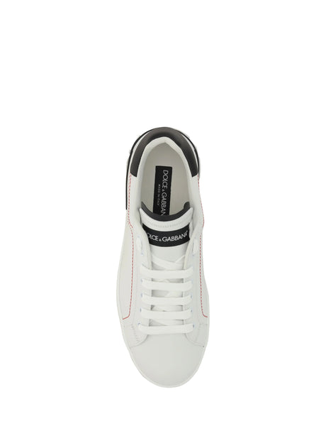 Dolce & Gabbana Leather Sneakers - White/Black