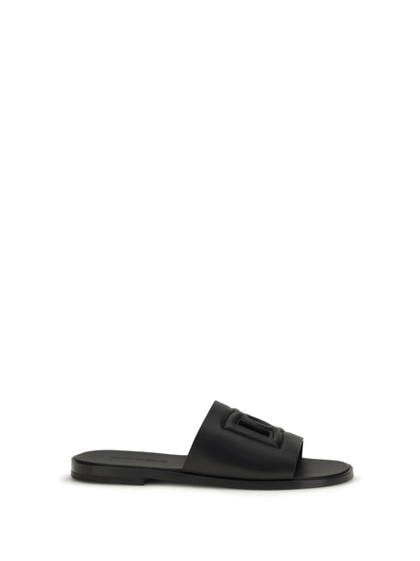 Dolce & Gabbana Embossed logo Sandals - Black