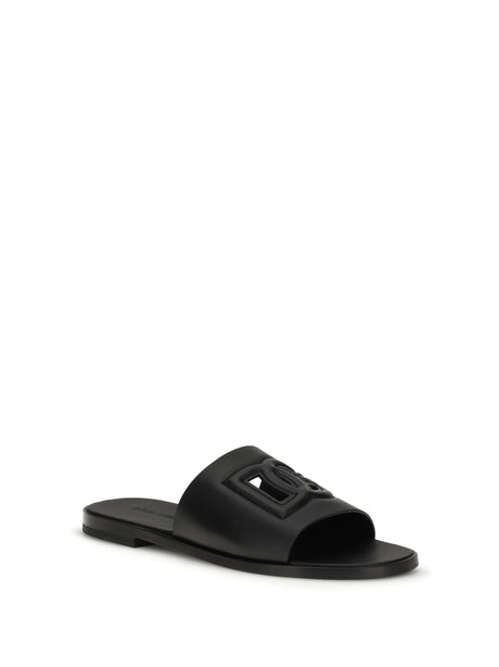 Dolce & Gabbana Embossed logo Sandals - Black