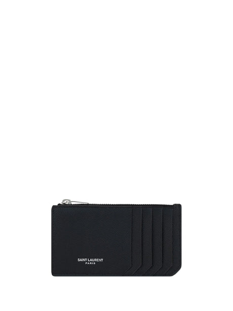 Saint Laurent Leather Cardholder - Black