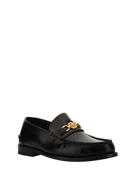 Versace Leather Loafers - Black-Versace Gold