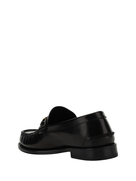 Versace Leather Loafers - Black-Versace Gold