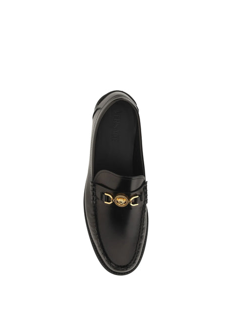 Versace Leather Loafers - Black-Versace Gold
