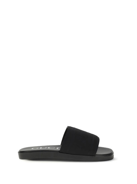 Gucci Jacquard fabric Slides - Black