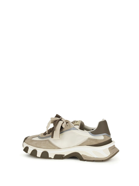 Dolce & Gabbana Leather and mesh Sneakers - Ivory/Taupe