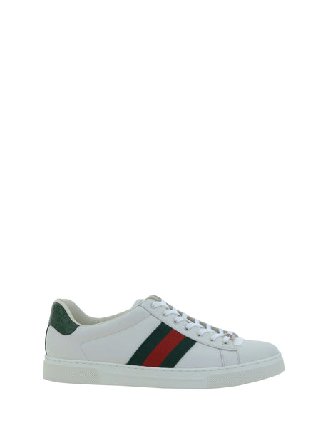 Gucci Leather Sneakers - Gr.Whi/Vrv/Green Ace