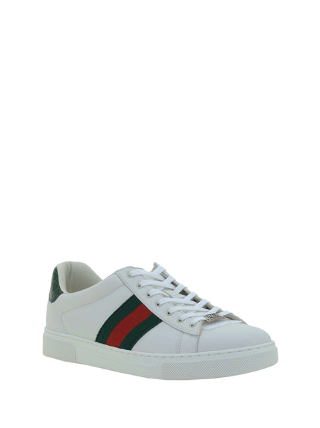 Gucci Leather Sneakers - Gr.Whi/Vrv/Green Ace