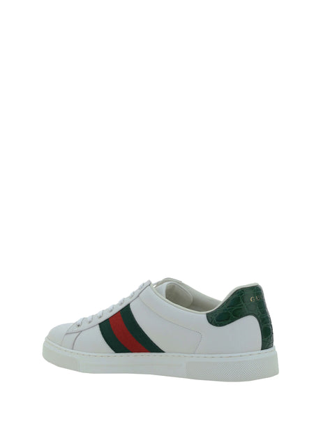 Gucci Leather Sneakers - Gr.Whi/Vrv/Green Ace