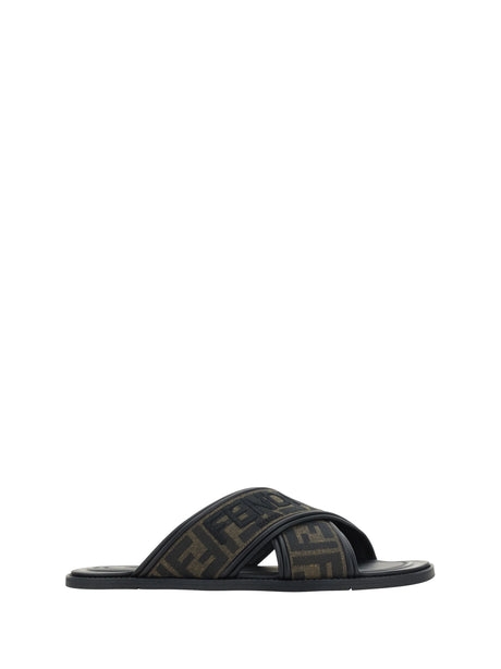 Fendi FF Sandals - Tobacco Nero+Nero