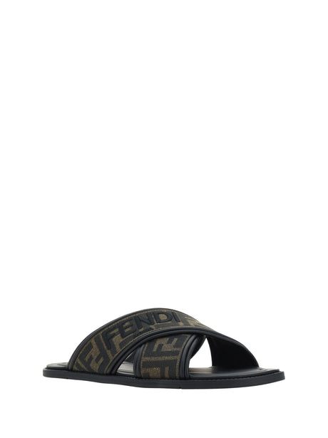 Fendi FF Sandals - Tobacco Nero+Nero