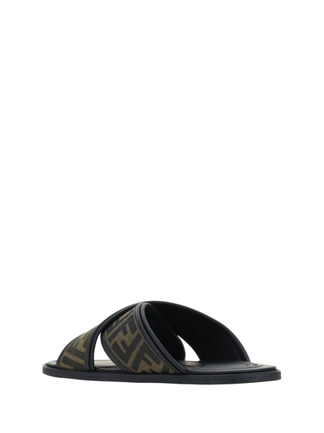 Fendi FF Sandals - Tobacco Nero+Nero