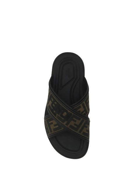 Fendi FF Sandals - Tobacco Nero+Nero