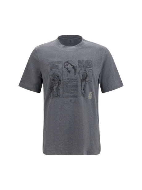 Brunello Cucinelli Cotton printed T-shirt - Piombo+Antracite+174