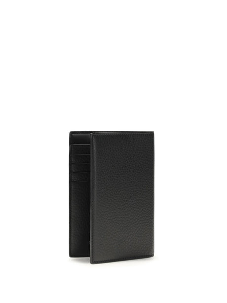 Saint Laurent Tiny Cassandre Passport Holder in hammered leather - Black