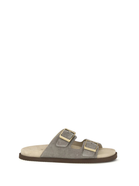 Brunello Cucinelli Suede Sandals - Nebbia+Camel