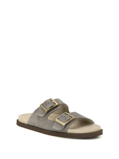 Brunello Cucinelli Suede Sandals - Nebbia+Camel