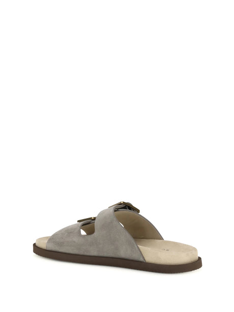 Brunello Cucinelli Suede Sandals - Nebbia+Camel