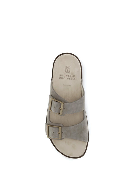 Brunello Cucinelli Suede Sandals - Nebbia+Camel