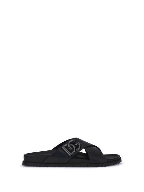 Dolce & Gabbana Leather Sandals - Black
