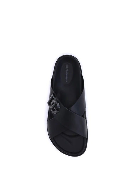 Dolce & Gabbana Leather Sandals - Black