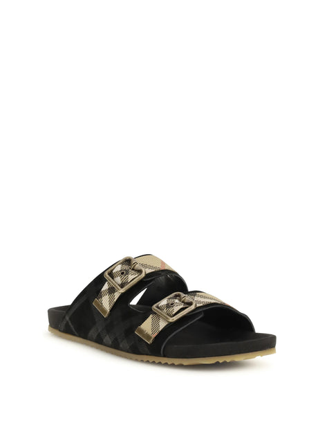 Burberry Check suede Urchin Sandals - Black