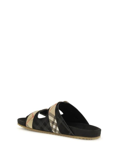 Burberry Check suede Urchin Sandals - Black