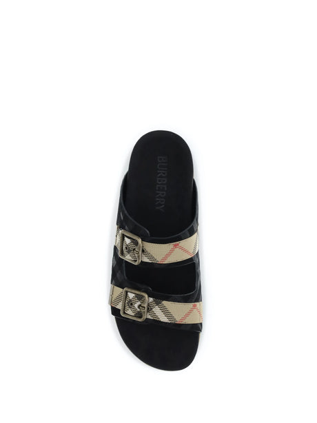 Burberry Check suede Urchin Sandals - Black