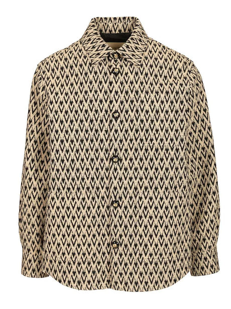 Valentino Garavani Jacquard Cotton Blend Jacket Toute La V - Beige