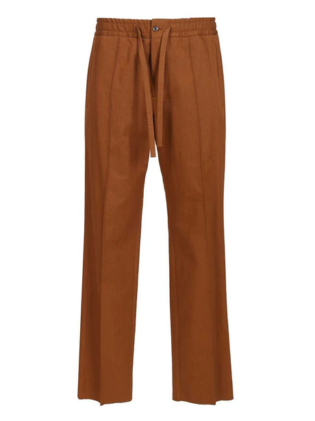 Valentino Garavani Cotton Trousers With Drawstring - Brown