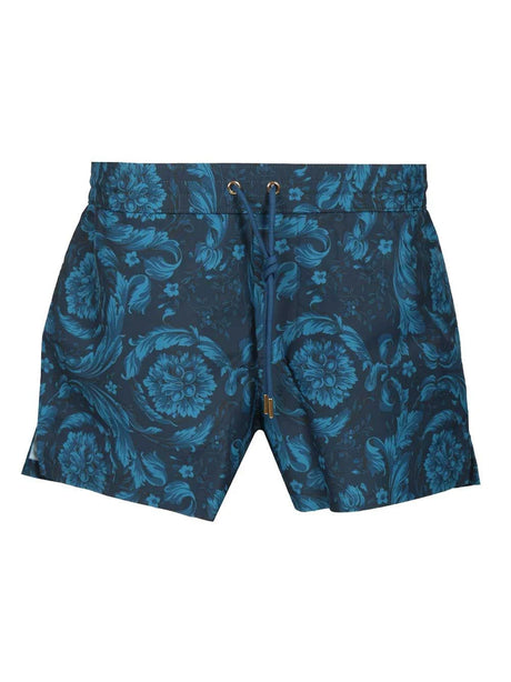 Versace Baroque Print Swim Shorts - Blue