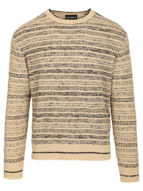Emporio Armani Crew Neck Sweater In Cotton Blend - Multi