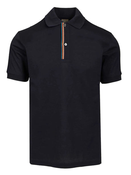 Paul Smith Polo Shirt With Striped Trim - Blue