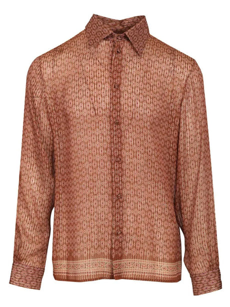 Valentino Garavani Geometric Pattern Silk Shirt - Brown