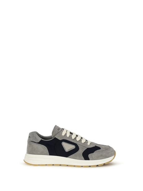 Prada Prax Sneakers in suede and Re-Nylon - Granito+Blu