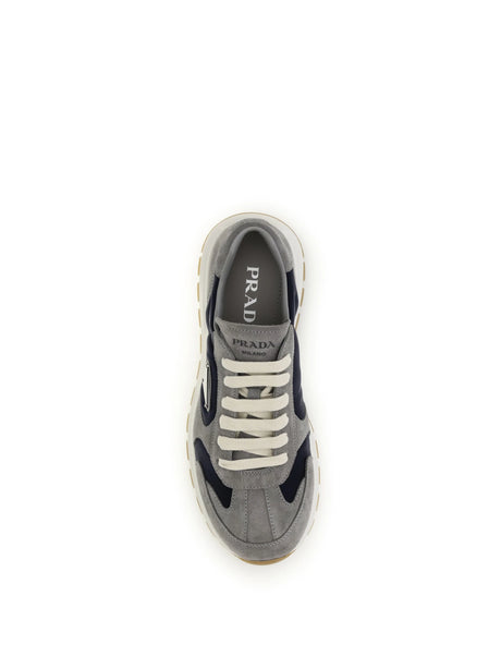 Prada Prax Sneakers in suede and Re-Nylon - Granito+Blu