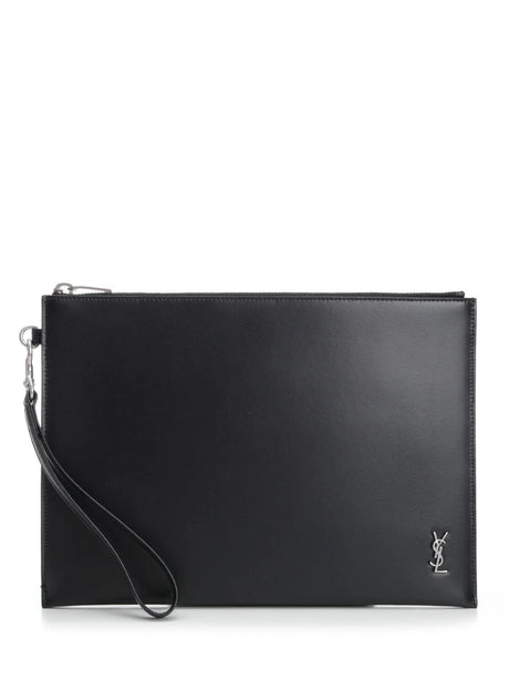 Saint Laurent Leather Ipad Holder - Black