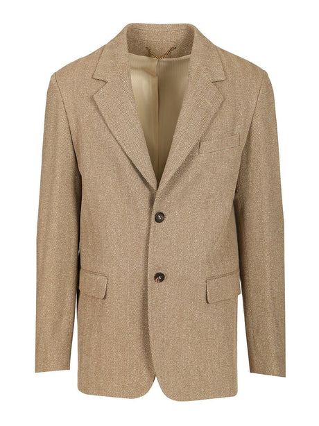 Golden Goose Single-Breasted Chevron Linen Blend Blazer - Multi