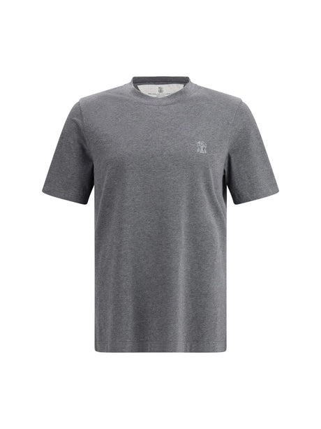 Brunello Cucinelli Logoed T-shirt - Piombo+Perla