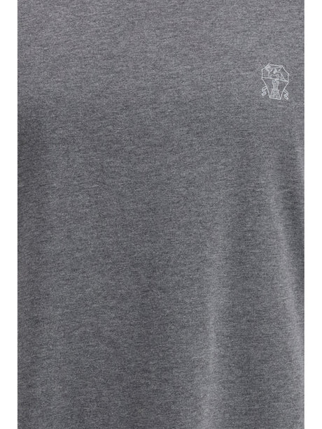 Brunello Cucinelli Logoed T-shirt - Piombo+Perla