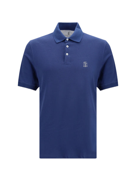 Brunello Cucinelli Cotton Polo - Avio Colorato+Grigio Light