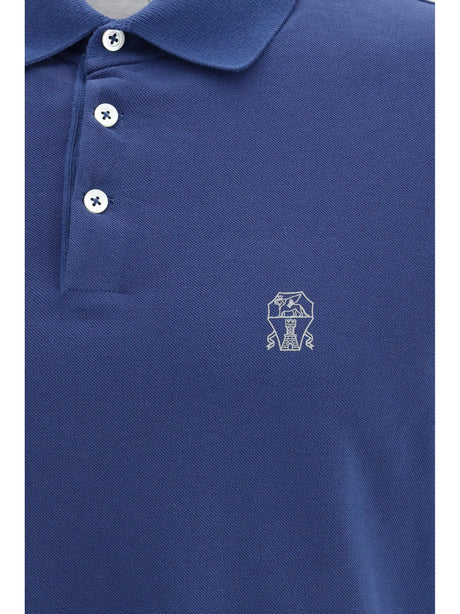 Brunello Cucinelli Cotton Polo - Avio Colorato+Grigio Light