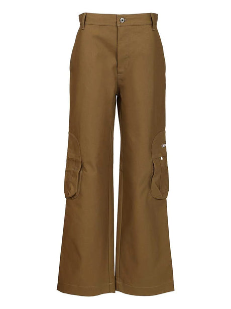 Off-White Bookish Style Cotton Cargo Pants - Brown