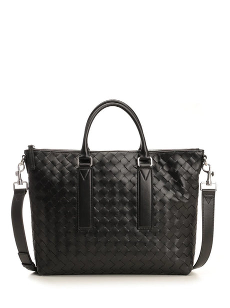 Bottega Veneta Intrecciato Soft Business Bag - Black