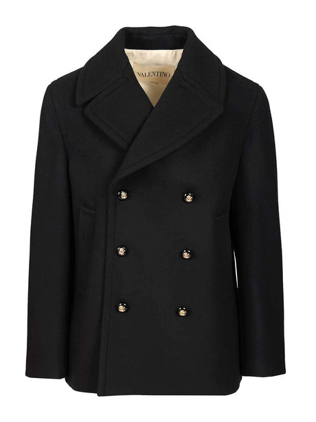 Valentino Garavani Wool Pea Coat - Blue