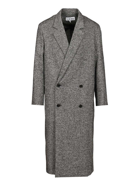 Loewe Double-Breasted Wool Blend Coat - Grey