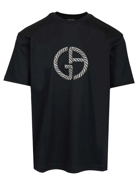 Giorgio Armani T-Shirt With Embroidered Logo - Black