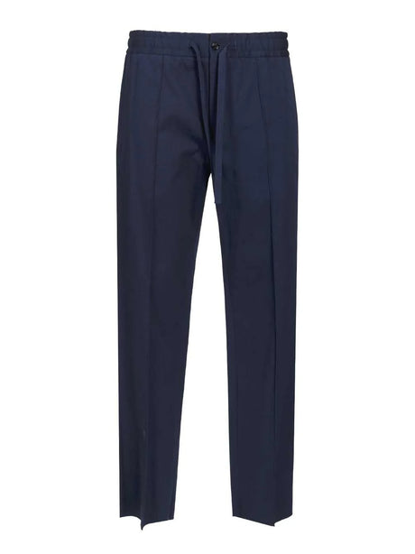 Valentino Garavani Cotton Trousers With Drawstring - Blue
